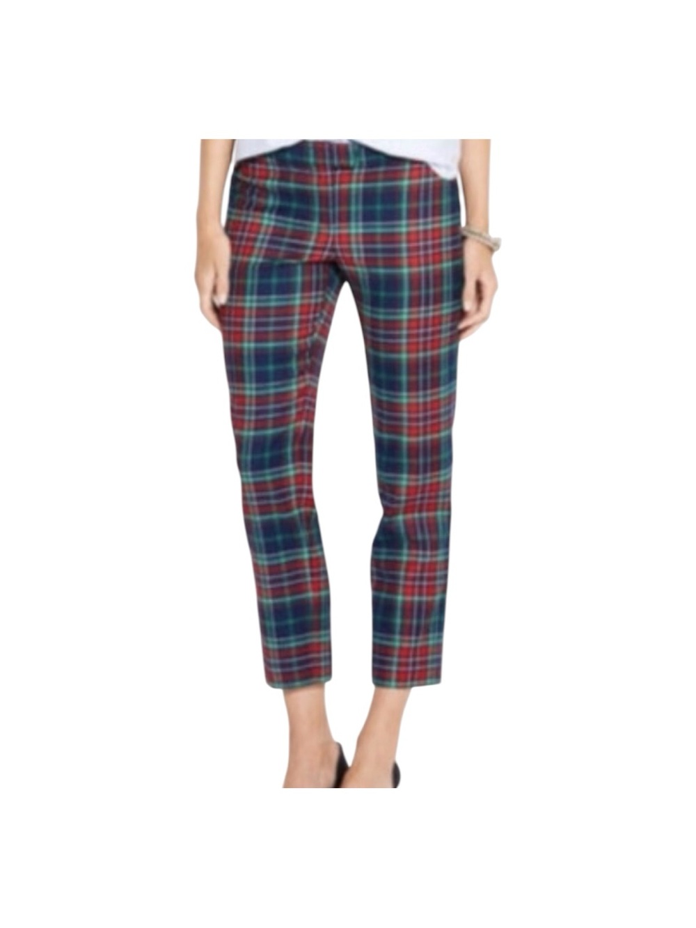 Vineyard Vines Green Red Plaid Classic Holiday “ Tartan” Style Cropped Pants 8
